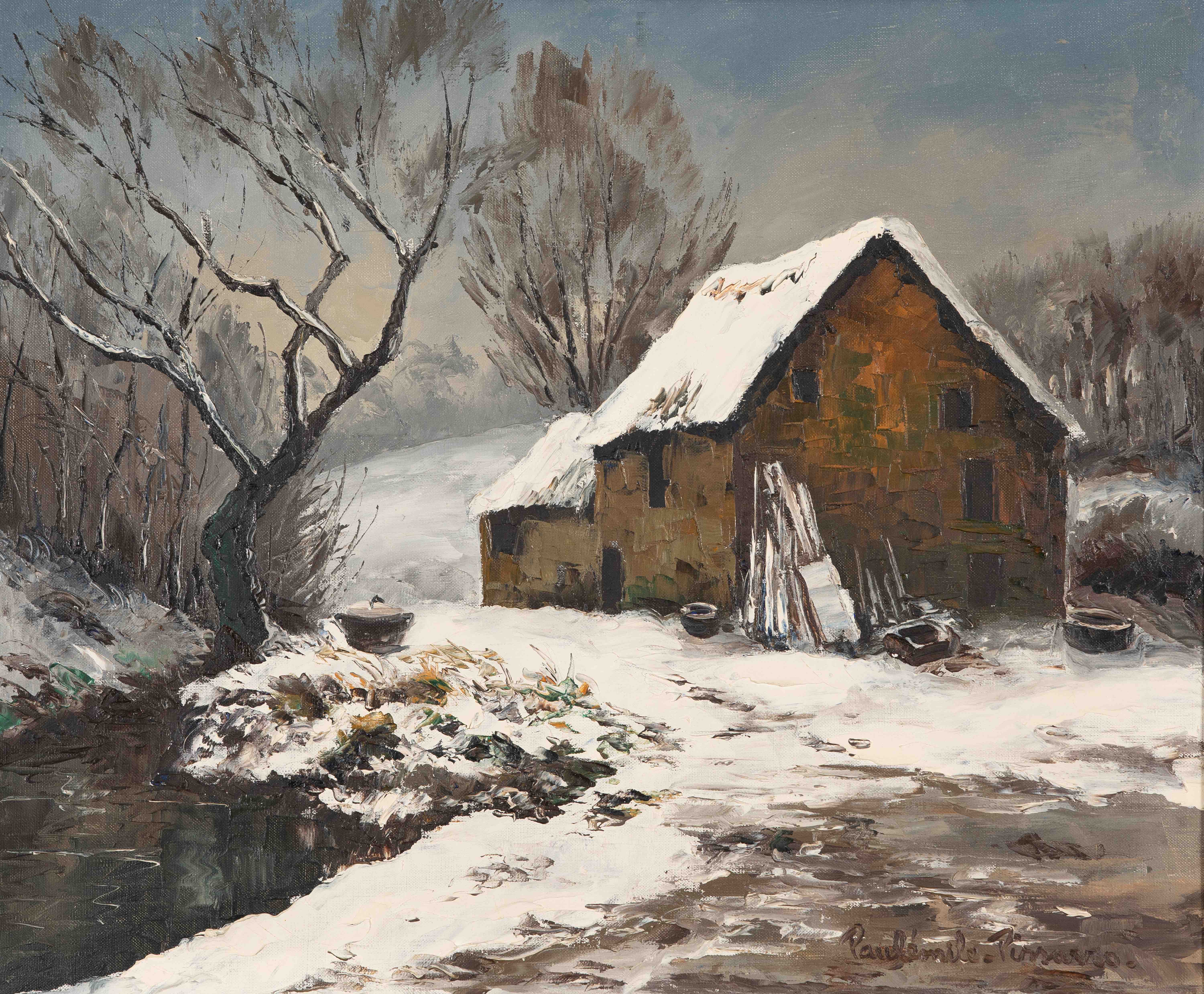 Paulémile Pissarro - La Chaumière et le ruisseau à Cantepie